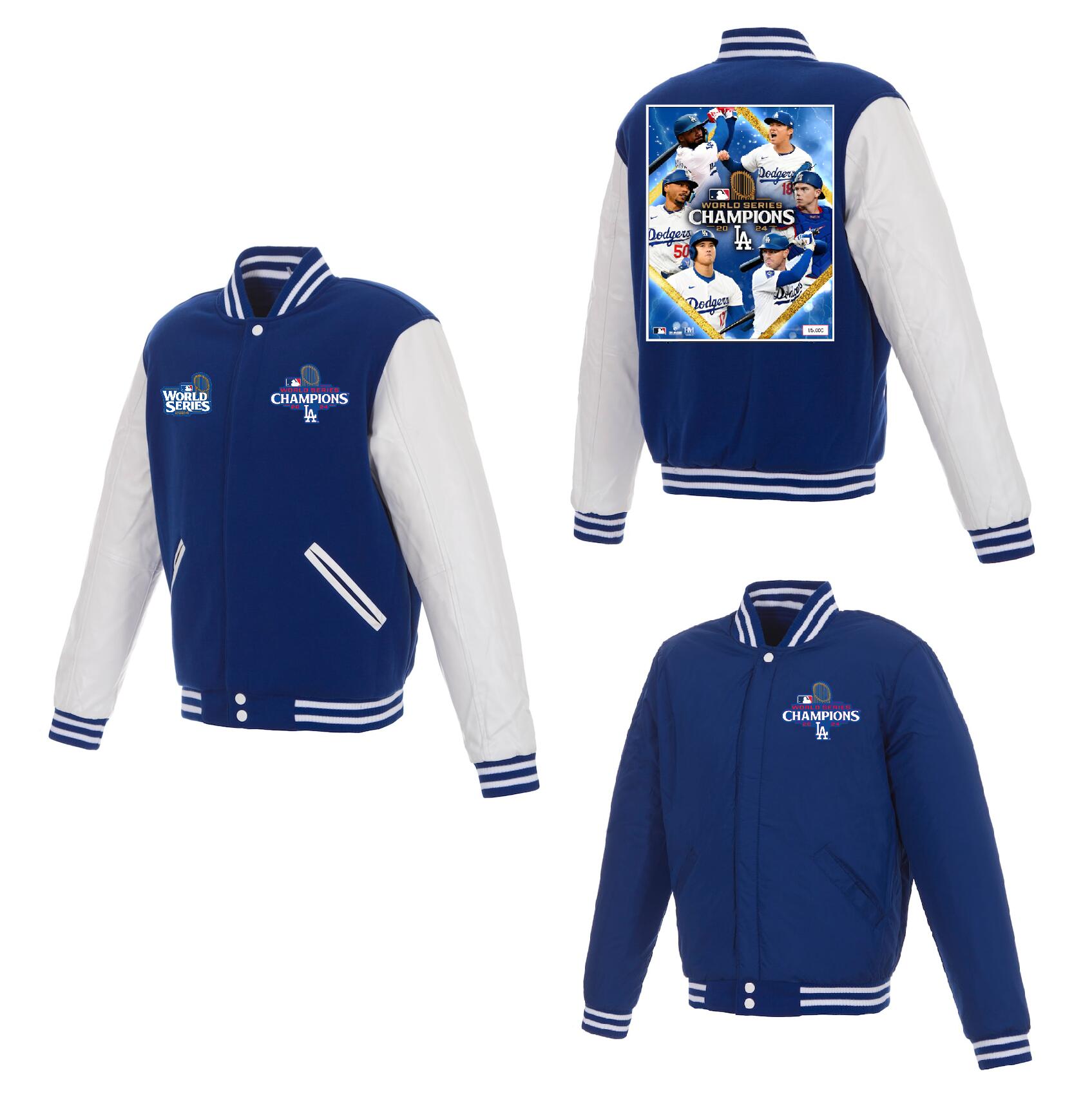 Men Los Angeles Dodgers #5 Freeman 2024 MLB World Series Champions blue Jacket style 2->mlb jacket->Sports Accessory